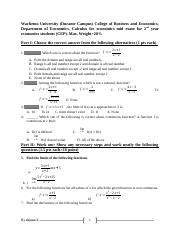 Calculus mid exam.docx - Wachemo University Durame Campus College of Business and Economics ...