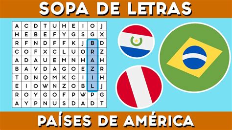 Sopa de Letras de PAÍSES DE AMERICA🤩👀🧠SÓLO PARA GENIOS🥶🧩💎EL 80% FALLA ...