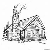 Cozy Log Cabin With Smoke From Chimney Coloring Page 57844 45766 sketch template