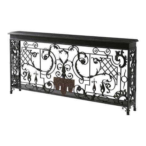 French Wrought Iron Console Table | Chairish