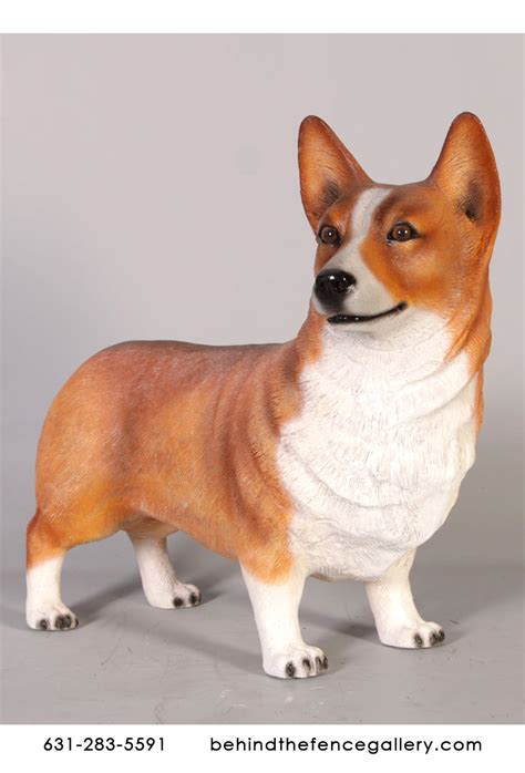 Corgi Dog Statue Standing Corgi Dog Statue : Life size statues, Life Size Statues, fiberglass