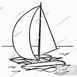 Sketch catamaran With Sails coloring Book Cartoon Illustration  sketch template