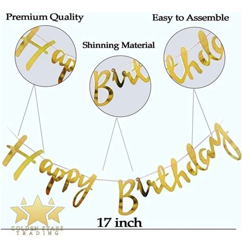 happy birthday banner gold – Golden Stars Trading