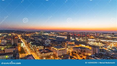 Panorama of Belgrade at Night. Aerial Shot of Belgrade Editorial Image ...