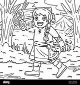 Viking With An Axe And Wood Coloring Page For Kids Stock Vector Image  sketch template
