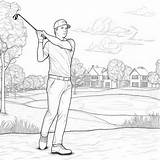 Printable Golf Player Coloring Page For Adults  Premium AI sketch template
