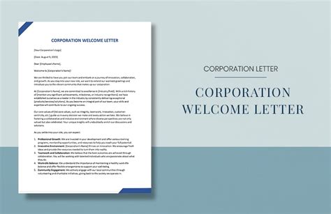 Corporation Welcome Letter in Word, Google Docs, Pages - Download ...