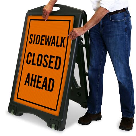 Sidewalk Closed Ahead Portable Sidewalk Sign, SKU: K-ROLL-1073