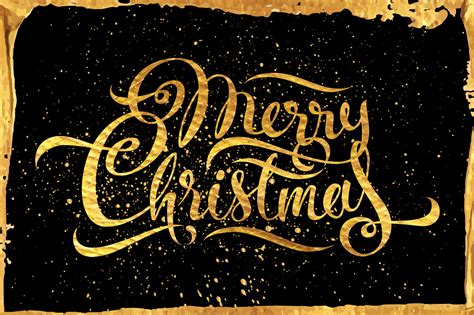 Merry Christmas Calligraphy on Yellow Images Creative Store