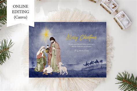 Nativity Scene Card Christmas | Postcard Templates ~ Creative Market