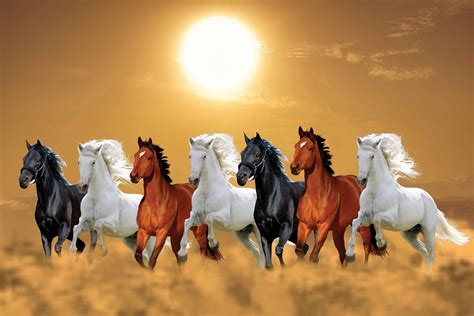 Buy Avikalp Exclusive AZOHP3249 Seven running horses vastu 7 horses ...