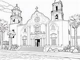 California Mission Adult Coloring Page  sketch template