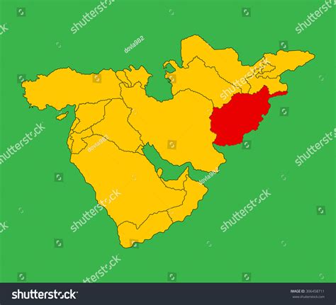 Islamic Republic Afghanistan Vector Map Silhouette: เวกเตอร์สต็อก (ปลอด ...