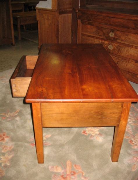 Antique Oak and Cherry Wood Coffee Table for sale at Pamono