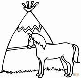 Teepee Wigwam Drawing Coloring Tent Pages Clipart Sheet Drawings Native  sketch template