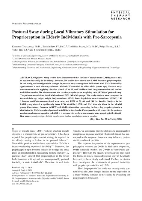 (PDF) Postural Sway during Local Vibratory Stimulation for ...