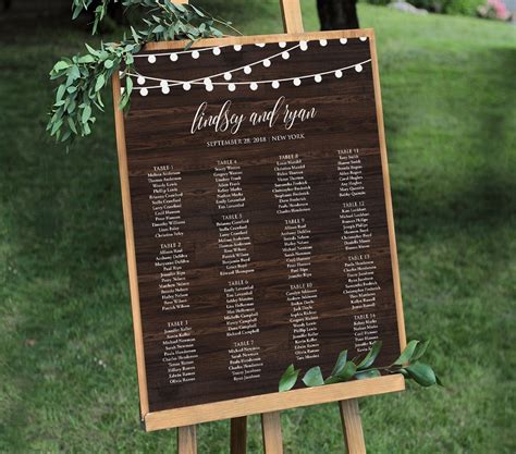 Seating Chart Template Printable Wedding String Lights