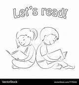 Children Reading Books Coloring Pages sketch template