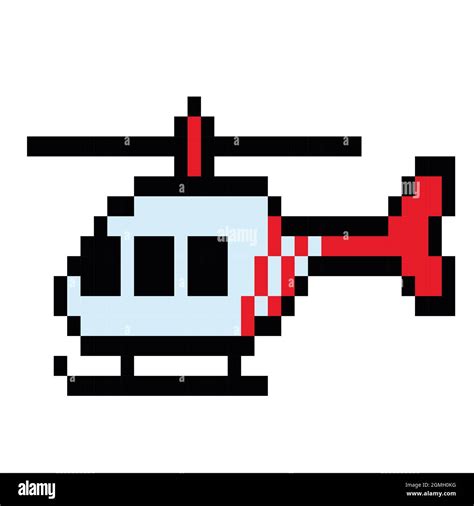 helicopter Pixel Art isolated on white Background. bit icon Pixel ...