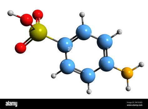 3D image of Sulfanilic acid skeletal formula - molecular chemical structure of 4 ...