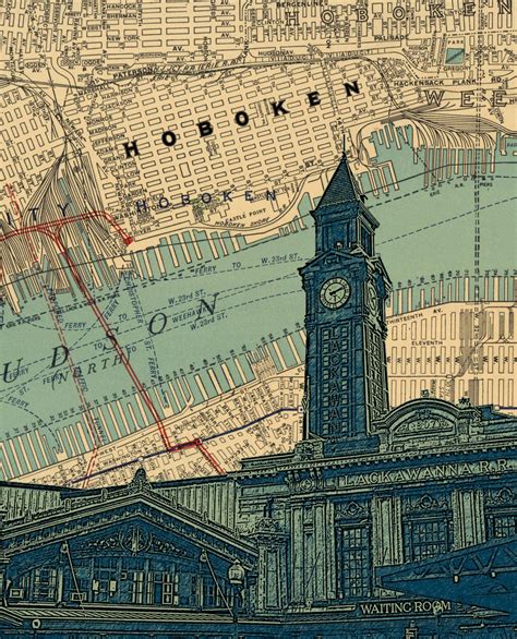 Hoboken NJ Lackawanna Train Station Map Background | Etsy