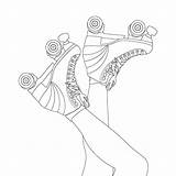 색칠 롤러 스케이트 스케이트에 여자의 어린이 벡터  프리미엄 sketch template