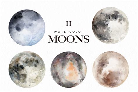 Watercolor Moons | Pre-Designed Photoshop Graphics ~ Creative Market