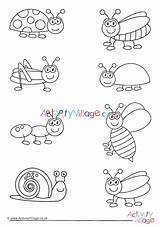 Minibeasts Colouring Page 2 sketch template