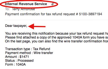 IRS Payment Confirmation email — a closer look