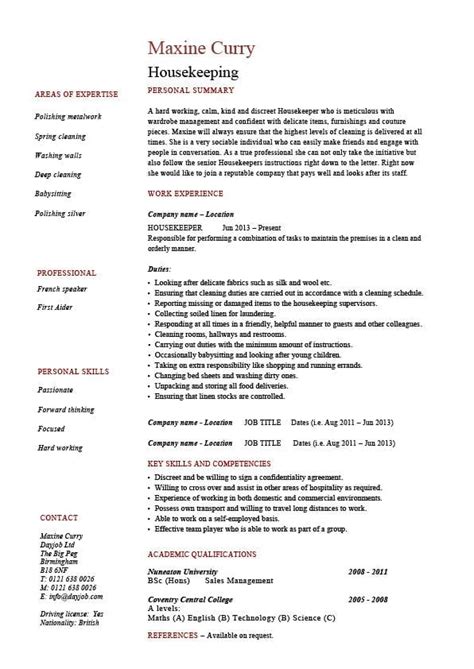 Housekeeping resume, cleaning, sample, templates, job description, maintenance, carpets, skills