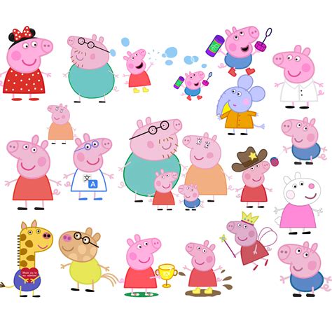 Peppa Pig Png Bundle, Peppa Pig Png Clipart Set, Peppa Pig Characters, Peppa Pig Birthday Png ...