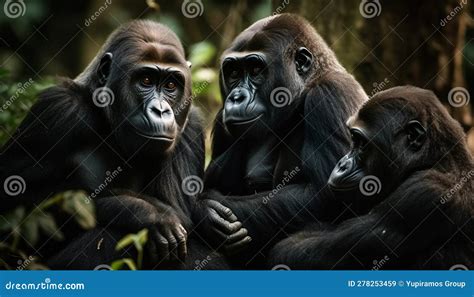 Young Bonobo Sitting, Staring at Camera Lens Generated by AI Stock ...