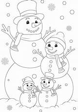 Premium Vector  Coloring Pagr A Snowman Family Christmas coloring Book sketch template