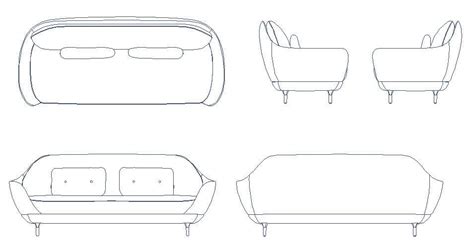 Sofa Side Elevation Cad Block