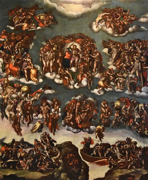 Last Judgement Michelangelo 16/17th Century Paint Oil on canvas Old ...