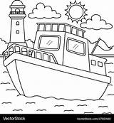 Yacht Summer coloring Page For kids Royalty Free Vector sketch template