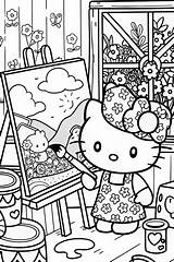 Hello Kittys Magical Art Studio Coloring Page  Free & Printable sketch template