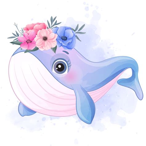 Cute little whale with watercolor illustration 2063570 Vector Art at Vecteezy