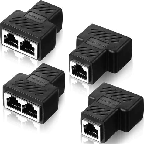 RJ45 Ethernet Splitter Connectors 1 to 2 Splitter Connectors Adapter LAN Ethernet Plug Connector ...