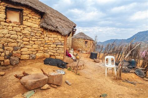 Lesotho Traditional House - Basotho Hut Stock Photo - Image of poverty, poor: 175158240