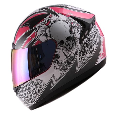 1STORM MOTORCYCLE BIKE FULL FACE HELMET HG335 BOOSTER SKULL PINK ...