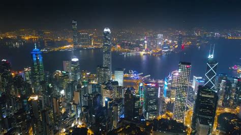 Hong Kong Night Aerial View Stock Footage Video (100% Royalty-free ...