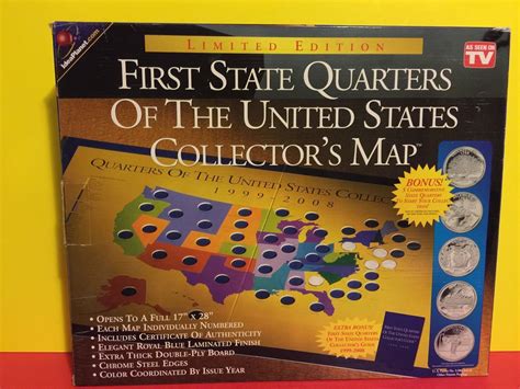 First State Quarters Of The United States Collector's Map 1999-2008 ...