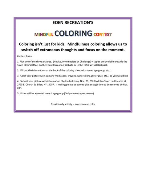 Coloring Contest for All Ages – Pictures Due Nov. 20th | Town of Eden ...