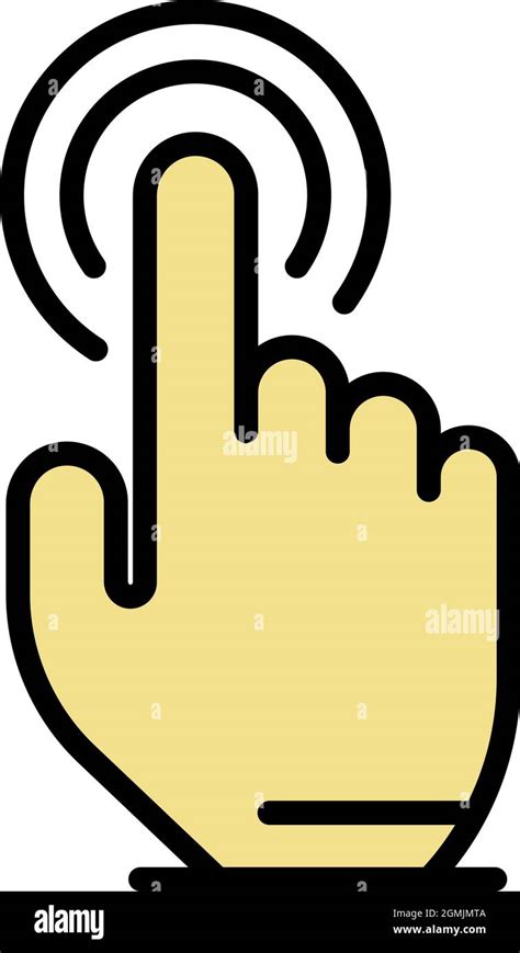 Cursor finger click icon. Outline cursor finger click vector icon color ...