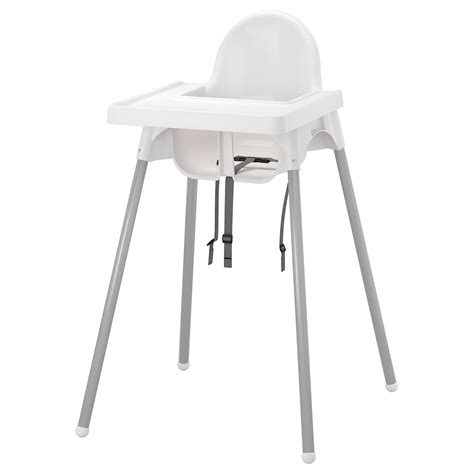 ANTILOP high chair with tray, white/silver color - IKEA