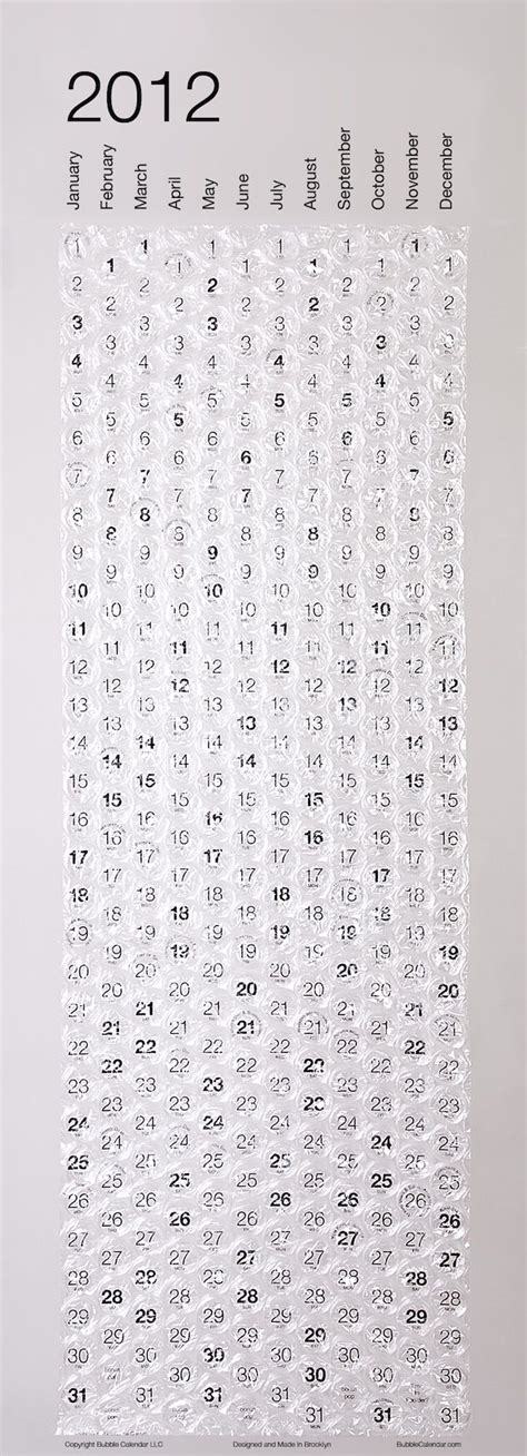 Bubble Wrap Calendar | Calendar design, Bubbles, Bubble wrap