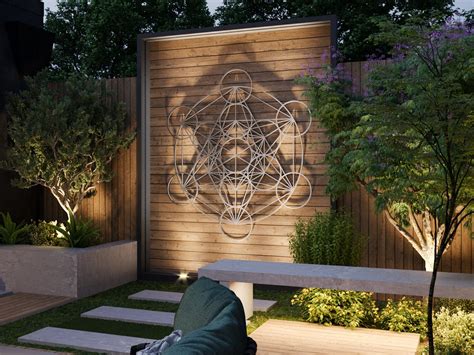 Metatron Cube Outdoor Metal Wall Art, Large Outdoor Sculpture, Sacred ...