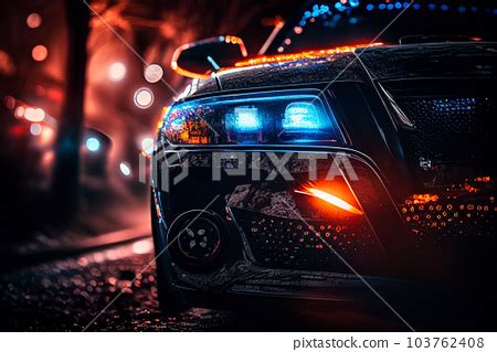 Police lights and Police car in New York. - Stock Illustration ...