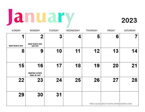 Free Printable January 2023 Calendar: 15 Awesome Designs!